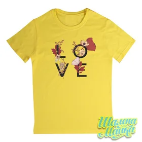 Прикольные футболки: Love 033 Цветы Love Желтая